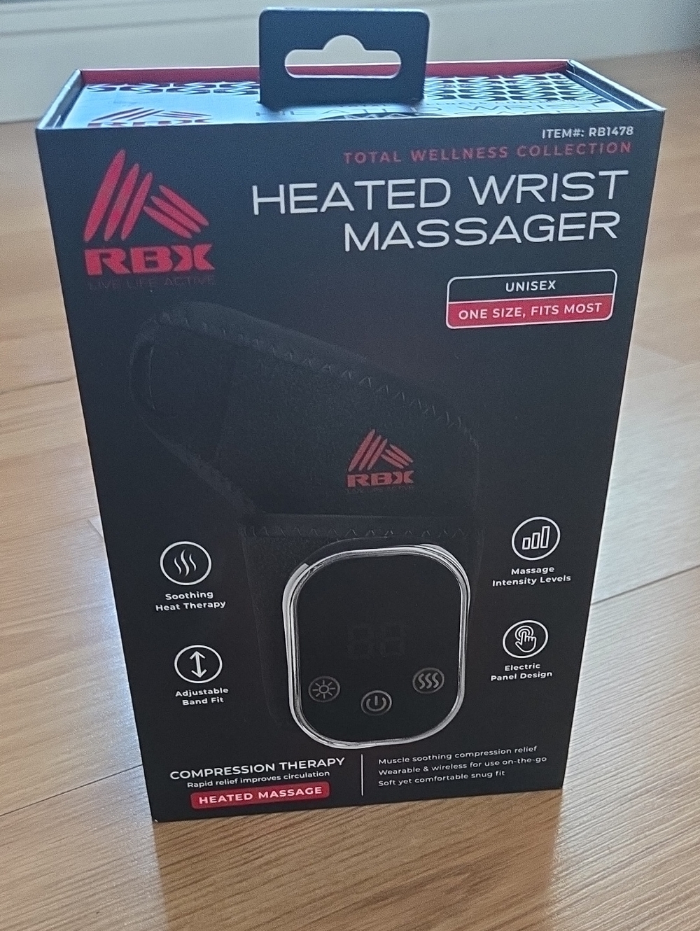 RBX Heated Wrist Massager - Black with Red Logo